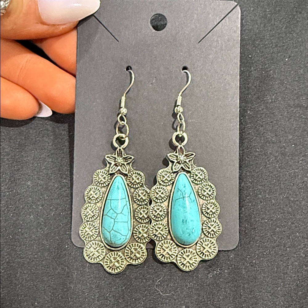 Silver and Turquoise Dangle Earrings